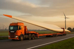 Перевозка лопасти ВЭУ 70 метров из Китая