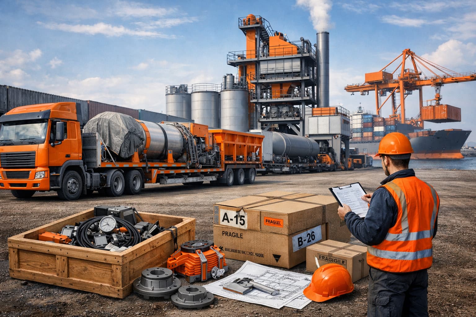 Как привезти асфальтобетонный завод из Китая: модули, маркировка и контроль комплектации